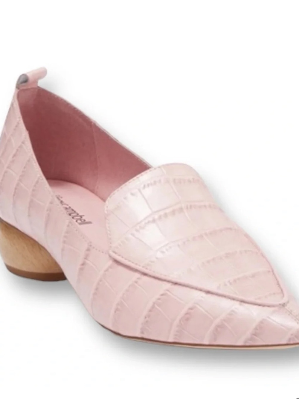 Jeffrey Campbell Pointed Toe Croc-Embossed Pink Leather Loafer